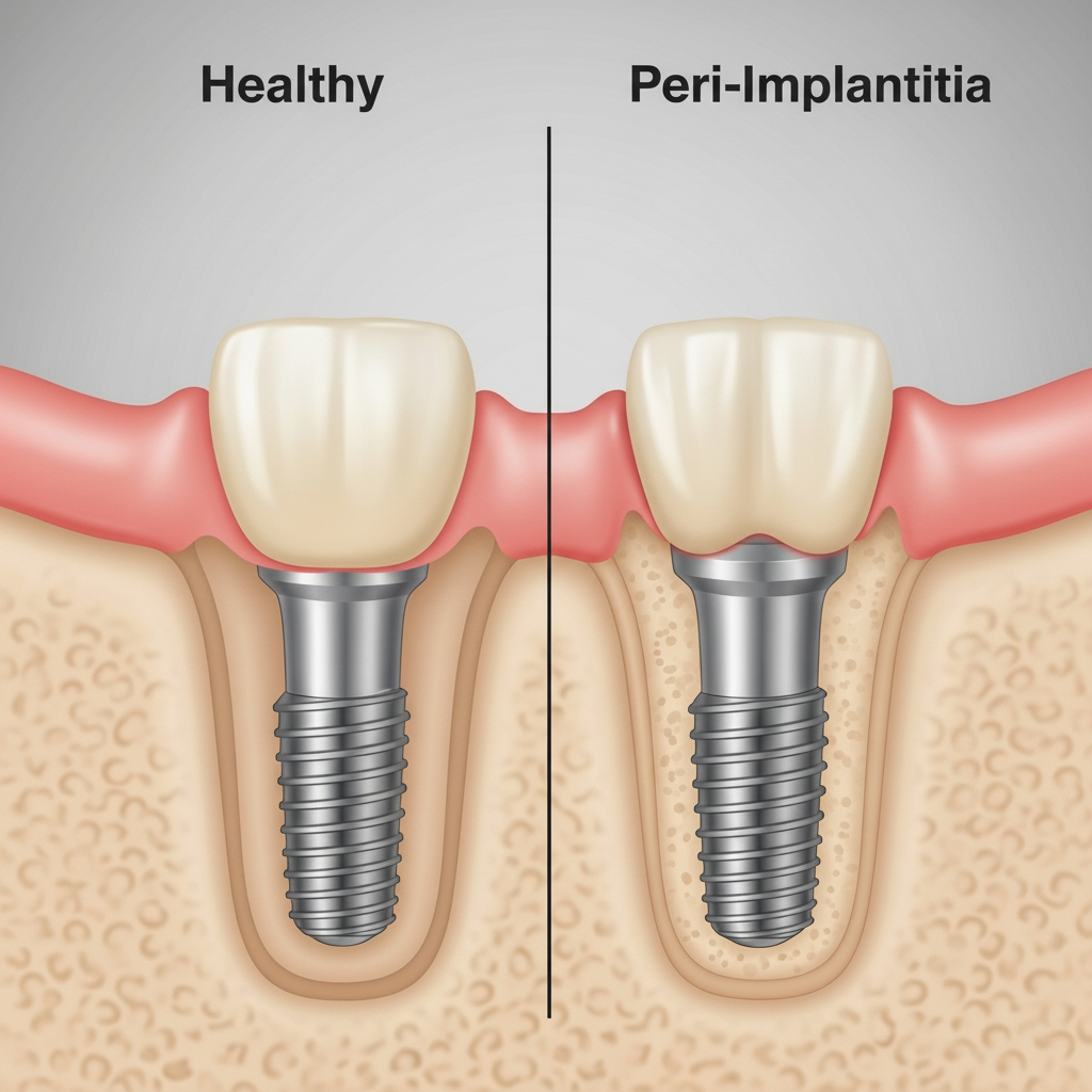 Dental Implants Fail when peri-implantitis causes inflammation and bone loss around the implant.
