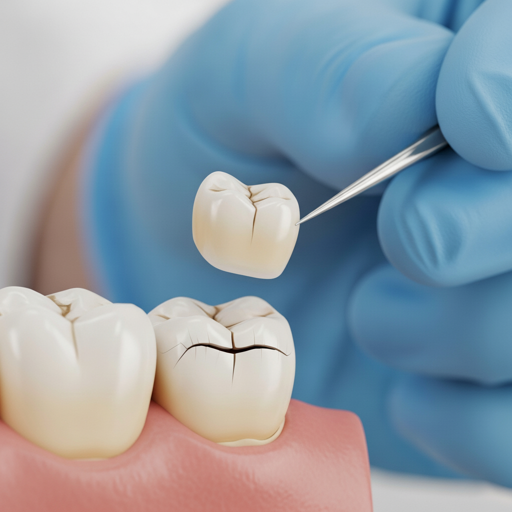 Dental Crown Placement for Cracked Tooth Repair Cracked Teeth involves custom dental crowns for protection and restoration after damage.