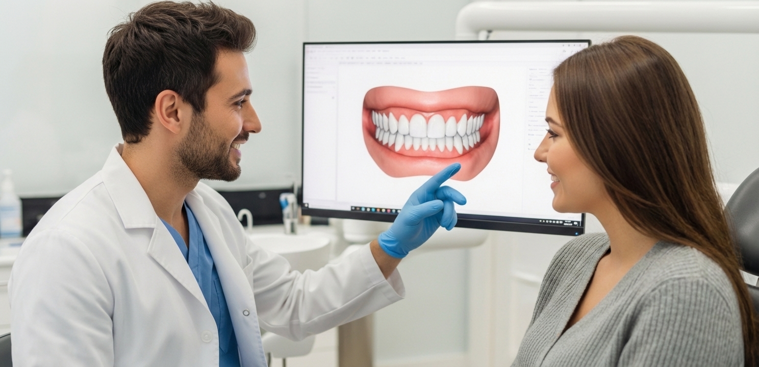 Turkey Teeth treatment starts with a comprehensive in-clinic examination and smile design consultation.