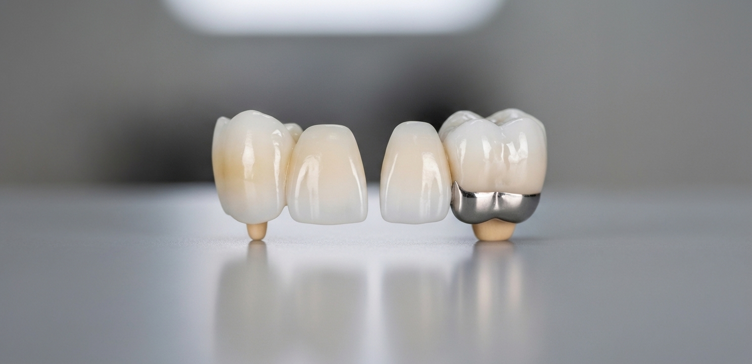 Dental Veneer and Crown Coverage Difference Veneers vs Crowns showing a veneer's front coverage versus a crown's full encasement.