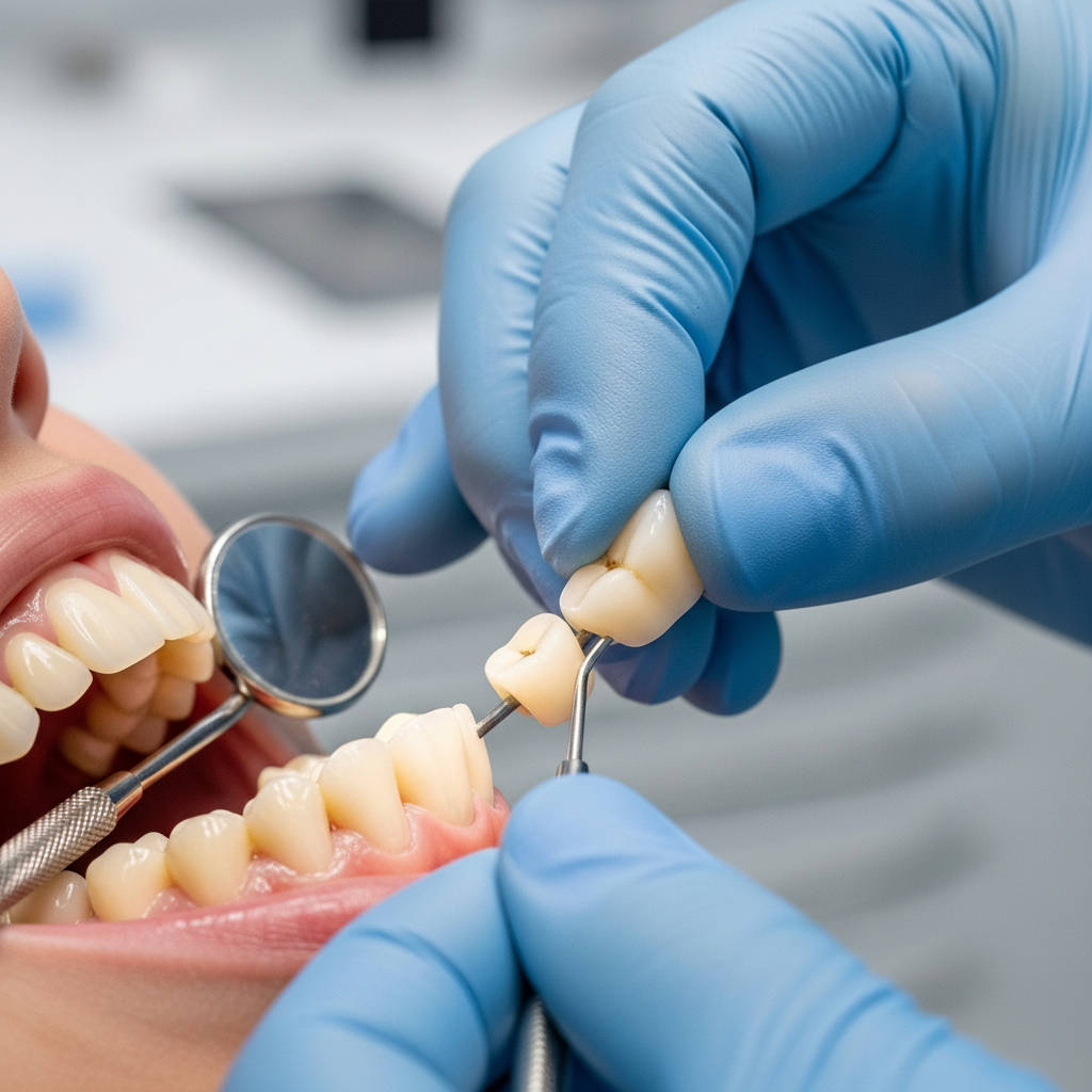 Permanent Dental Crown Placement Procedure What Is a Dental Crown when a dentist precisely places a permanent custom crown onto a patient's tooth.