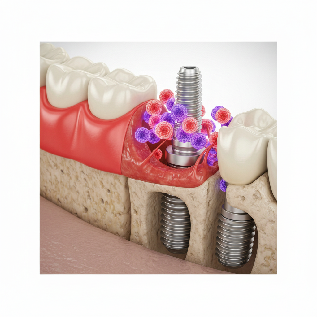 Dental Implants Fail when conditions like peri-implantitis cause progressive bone loss around the implant post