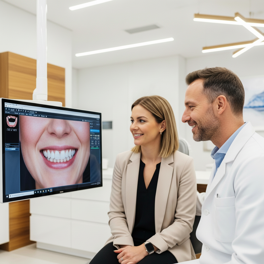 Dental Veneers begin with a detailed consultation and digital smile design to preview results
