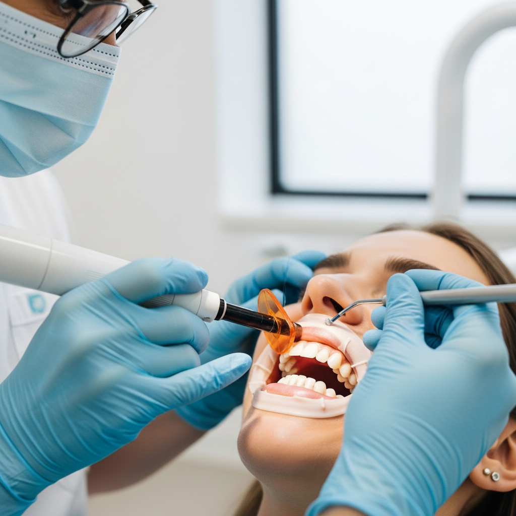 Getting Veneers involves the careful final bonding of custom porcelain shells to transform a smile.