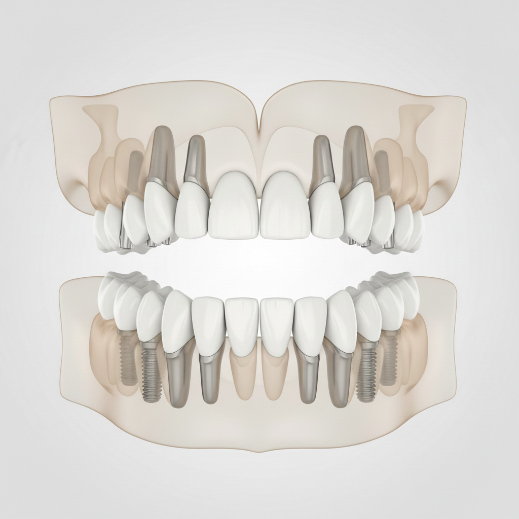 Visualizing Full Arch Implant Solutions Dental Implants Cost in the UK reflects advanced full arch solutions: All-on-4 and All-on-6.