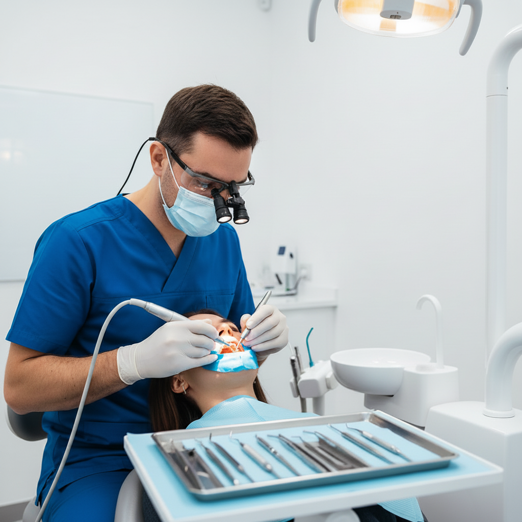Dental professional conducting root canal therapy Root Canal Cost UK - Understanding the detailed step-by-step procedure for effective dental treatment in a clinic.