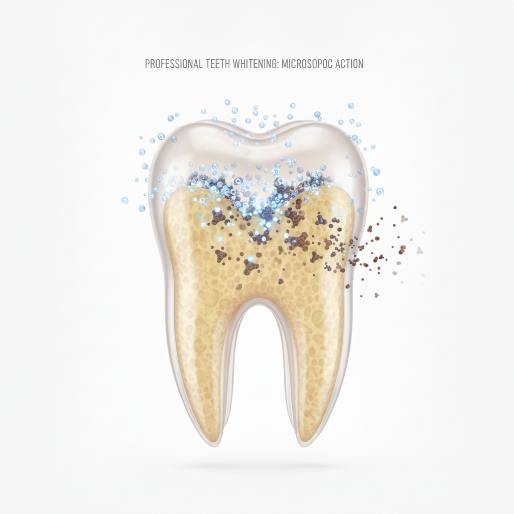 Teeth Whitening UK utilizes oxygen molecules to penetrate enamel and break down intrinsic stains.