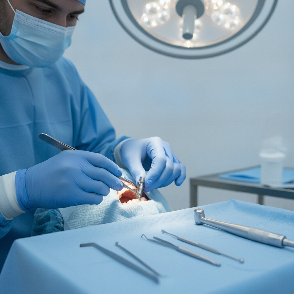How Long Do Dental Implants Take UK? The surgical stage involves precise placement of the titanium implant.