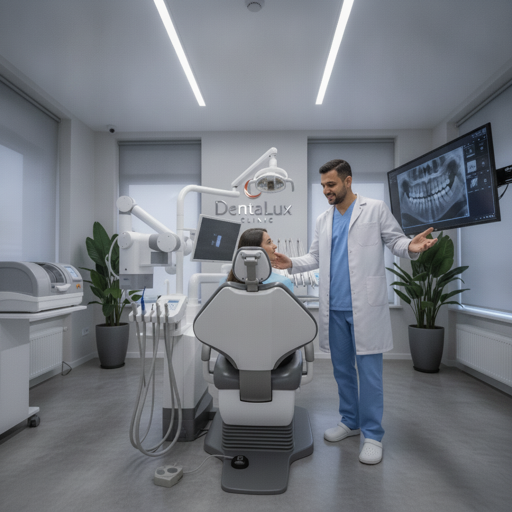 Turkey Dental Clinic Consultation Scene Best Countries for Affordable Dental Care: Experience advanced dental care in a modern Turkish clinic setting.